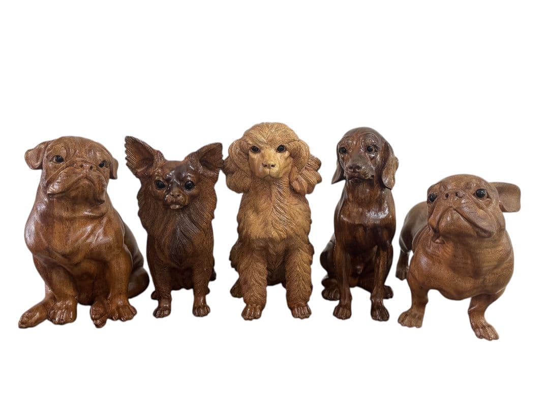 スワールウッド　天然無垢材　犬の置物　手彫り　木彫り　木製　ハンドメイド