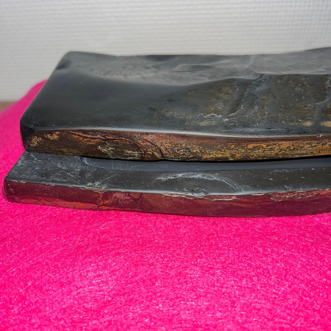 ⭕️諸鹿石硯　希少　大久保喜代雄　共蓋付き自然硯　新品美品　墨持ち良い　鳥取県産出