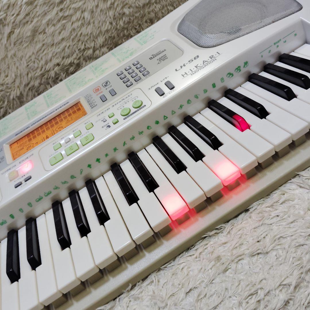 【良品】CASIO LK-58 電子キーボード 光ナビゲーション マイク カシオ