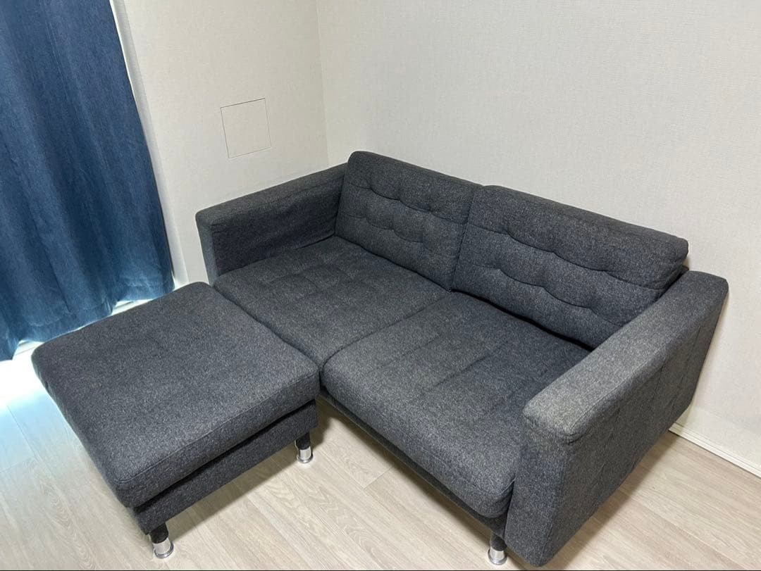 IKEAランズクローナ　ダークグレー モダンソファとオットマンセット