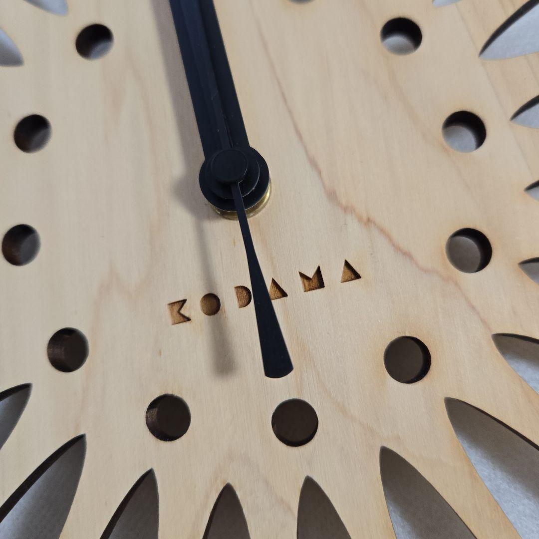 【未使用】こだま堂　日本時計 向日葵 国産ヒノキ透かし彫り文様(壁掛け時計)