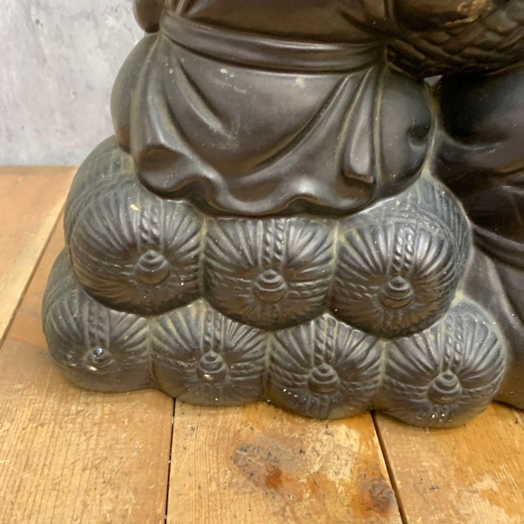 E-4 【極美品】恵比寿大黒 置物 縁起物 二柱セット 七福神 時代物 骨董 開