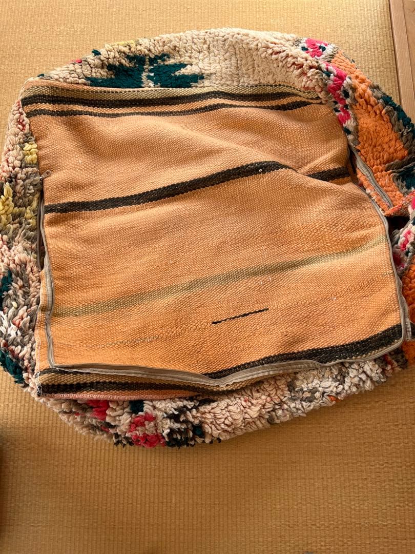 vintage floor cushion　グリーンベージュ