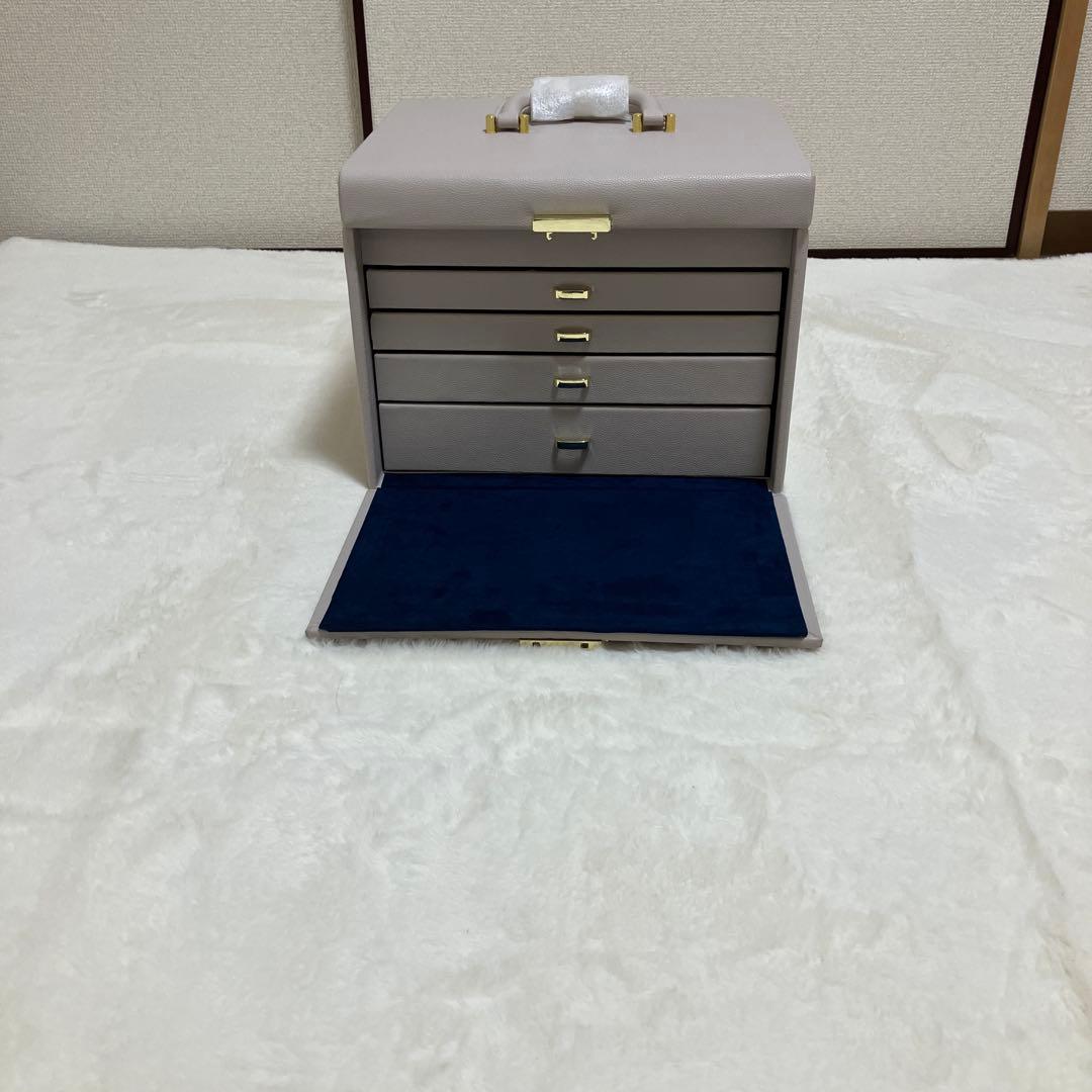 【新品未使用】グレー5層鏡面蓋 大容量 ジュエス宝石時計ブレスレット収納BOX