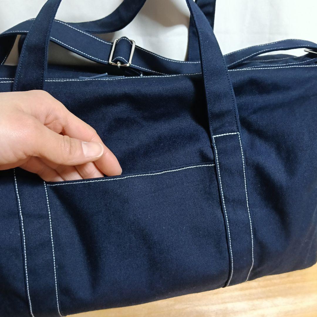 受注製作【ドラム形ショルダーバッグ】小さめボストン／11号帆布／ネイビー