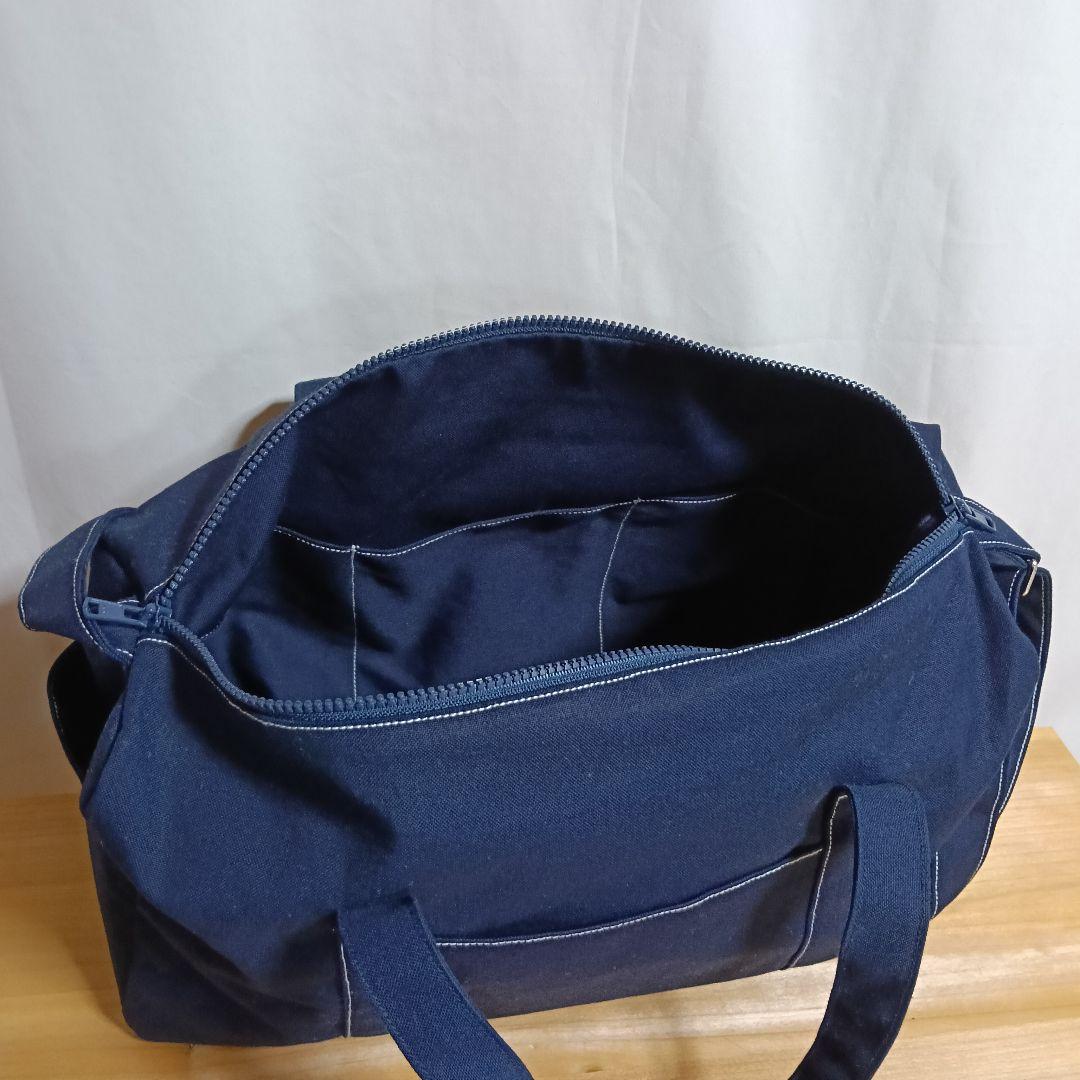 受注製作【ドラム形ショルダーバッグ】小さめボストン／11号帆布／ネイビー