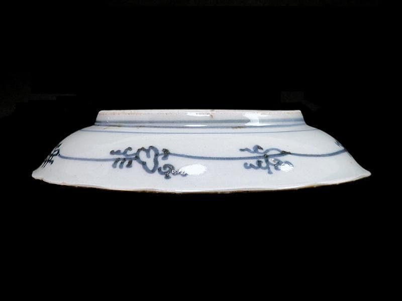 古伊万里　色絵　芭蕉葉に花の図　５寸皿　２枚　A674AS-CFw