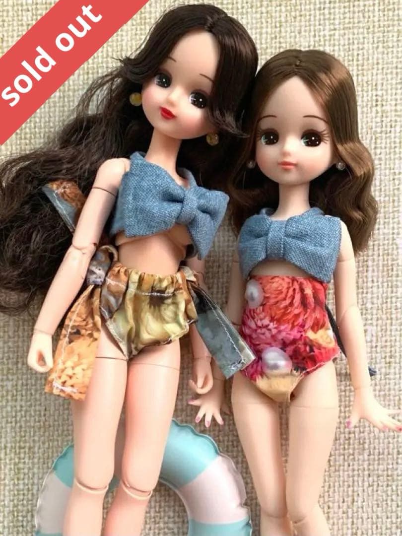 【SW403】デニム×フラワーリボンビキニ 2点セット　リカちゃんピュアニーモ