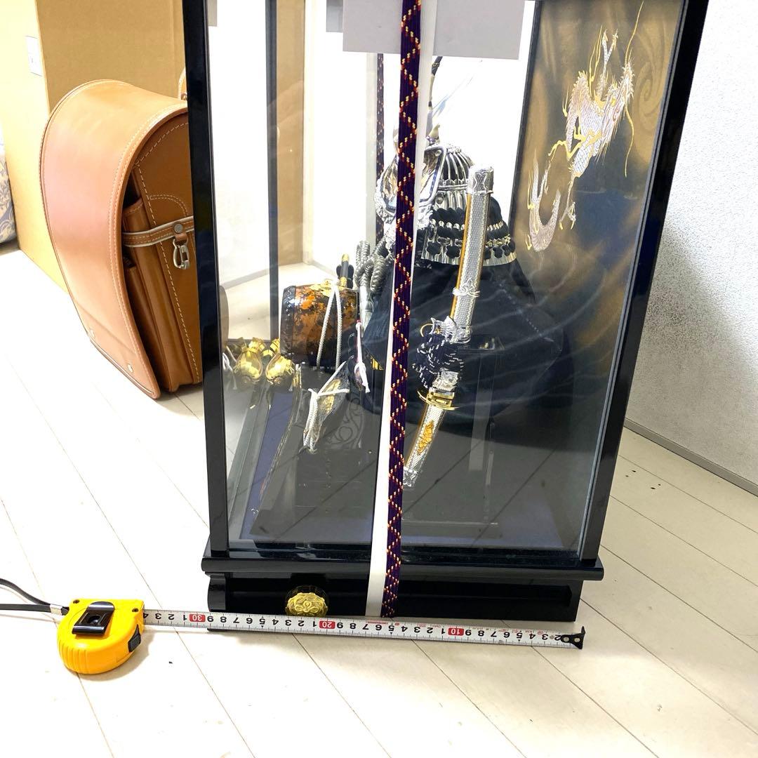 【美品】五月人形 伊達政宗 盛上龍兜8号 黒三品 YK457
