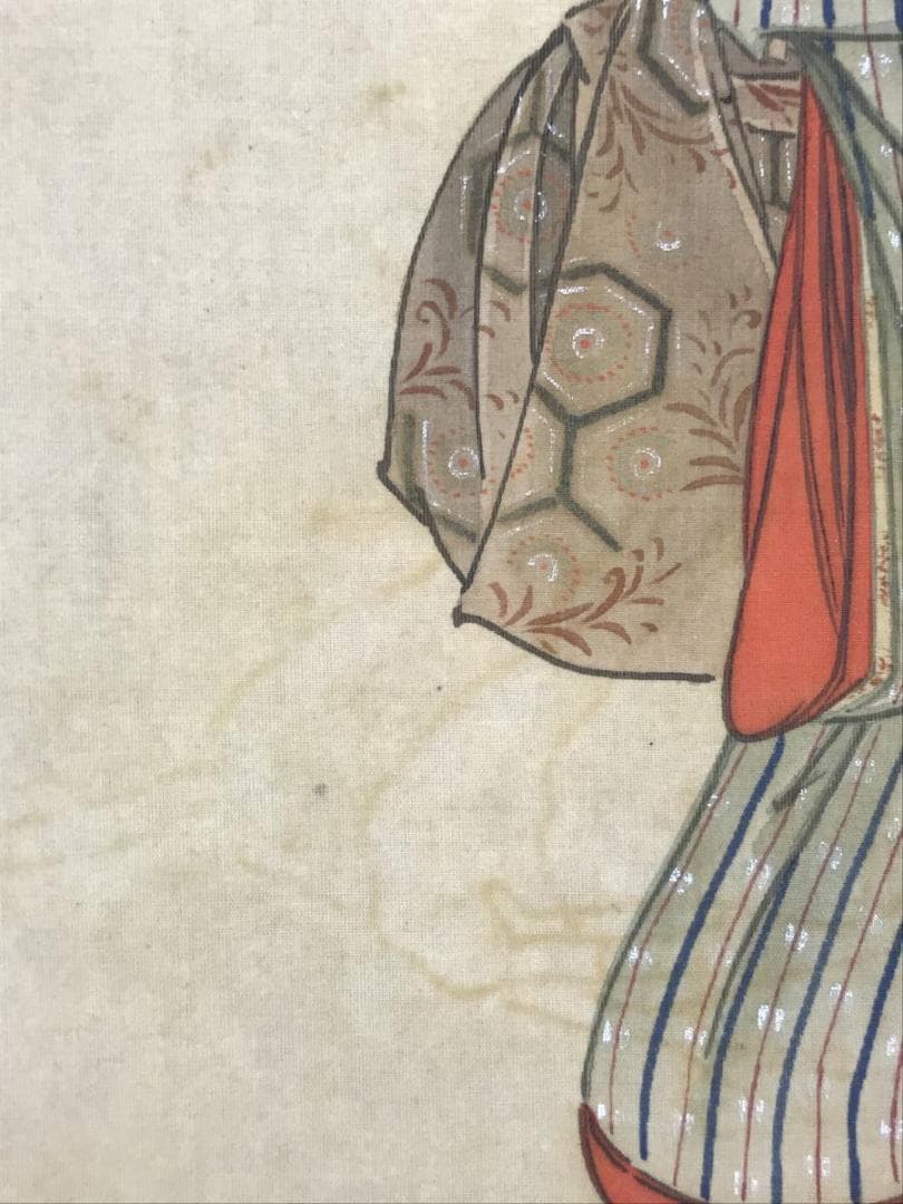 【真作】廣明/美人手毬図/美人図/美人画/掛軸/名家伝来/AC-373