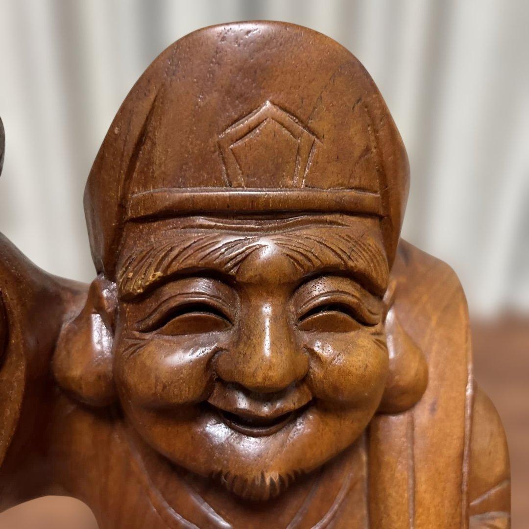 七福神の大黒天（だいこくてん）の木彫り人形　縁起物　45cm