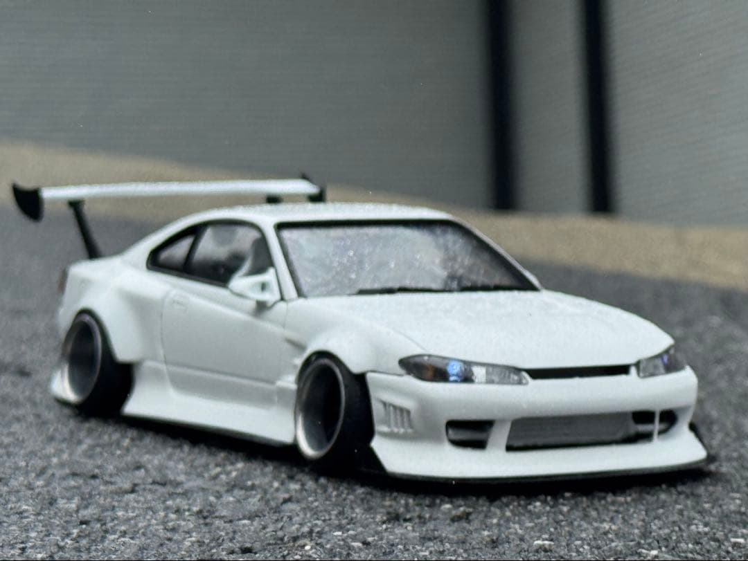 S15シルビア プラモデル完成品 オリジン(雷神)エアロ BCLウィング 深リム