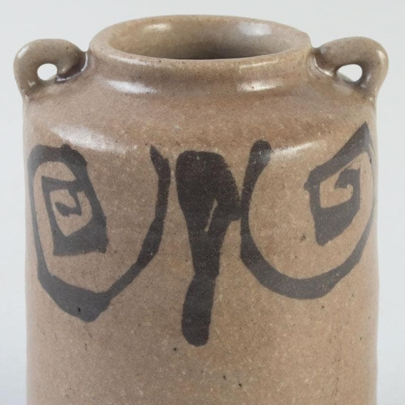 茶道具　瀬戸焼　古瀬戸　染付渦文　耳付茶入　時代箱　V　9950