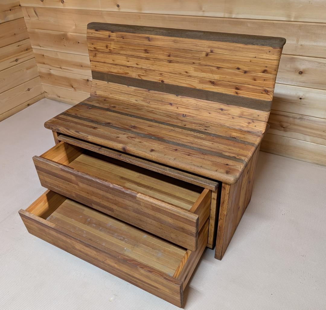 ベンチ＆チェスト★手作り無垢★チェスト付ベンチ★カントリー風【展示品】