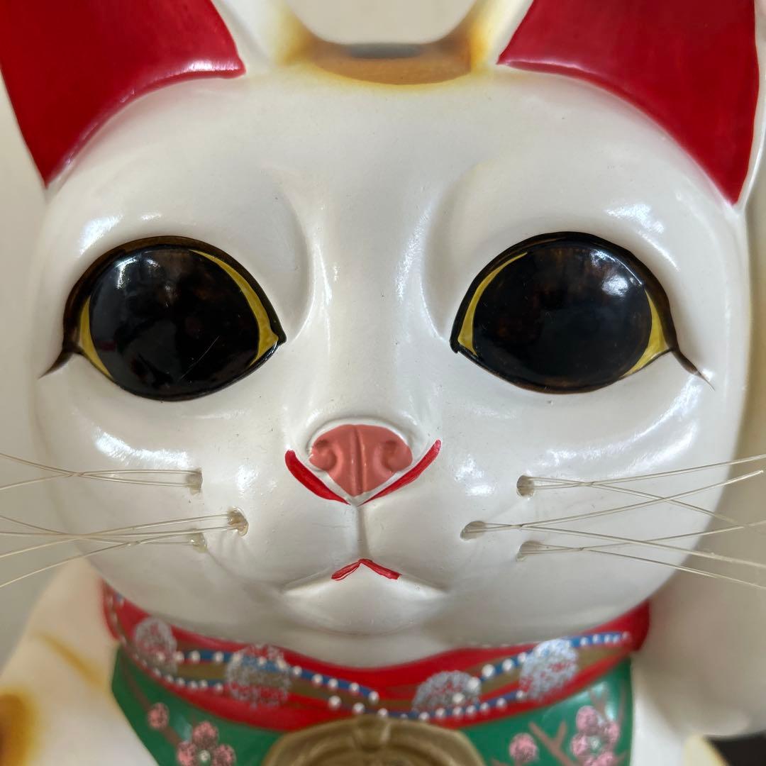【送料込み】大きめ 38㎝ 招き猫 2体セット　置物 陶器製