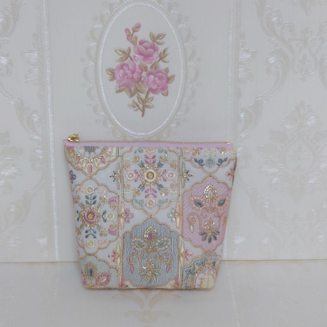 萩原様 インド刺繍生地 ポーチ ハンドメイド