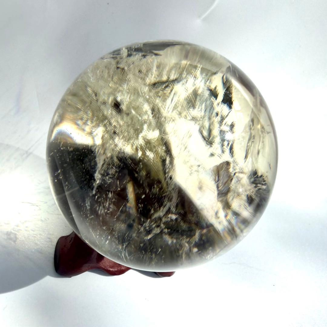 虹入り レインボー シトリン 黄水晶 丸玉 スフィア 42.1mm