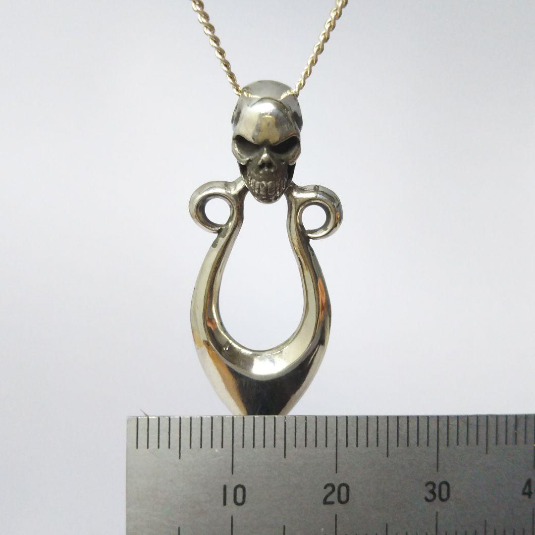 ハンドメイド　ペンダント　トップ　髑髏×矢