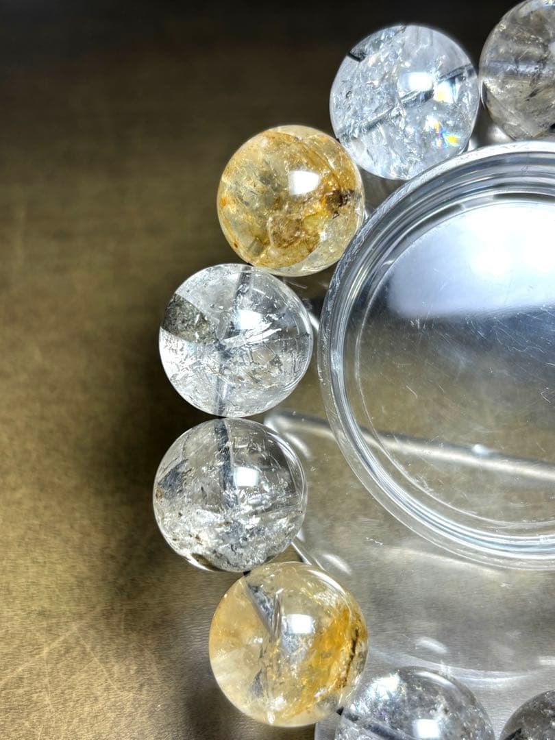【最高品質】エレスチャルクォーツ（骸骨水晶）超大玉18㎜ブレスレット（新品）虹入
