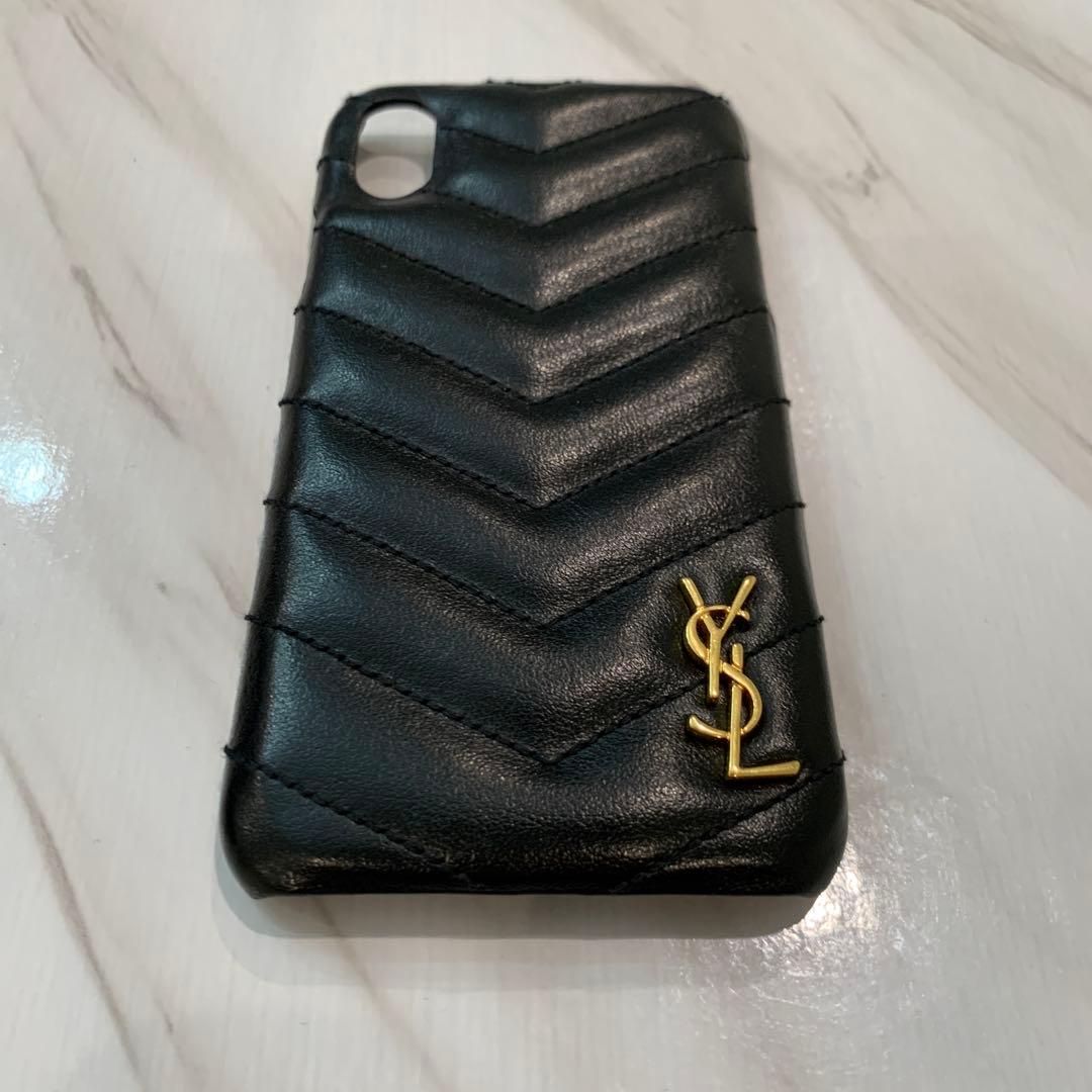 サンローラン ブラックレザー iPhoneケース　xs用