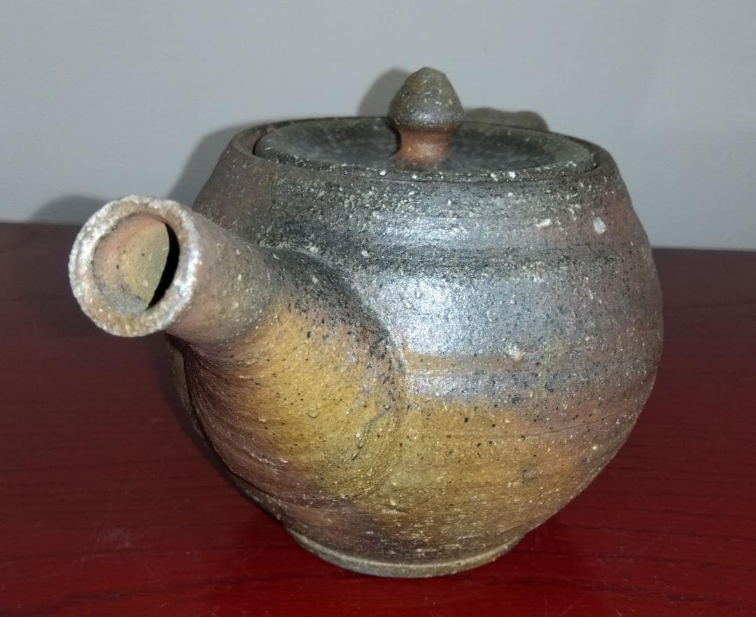 越前焼名工　松井勝彦　【青ノ木窯】　自然灰釉の究極美逸品灰釉美横手（よこで）急須
