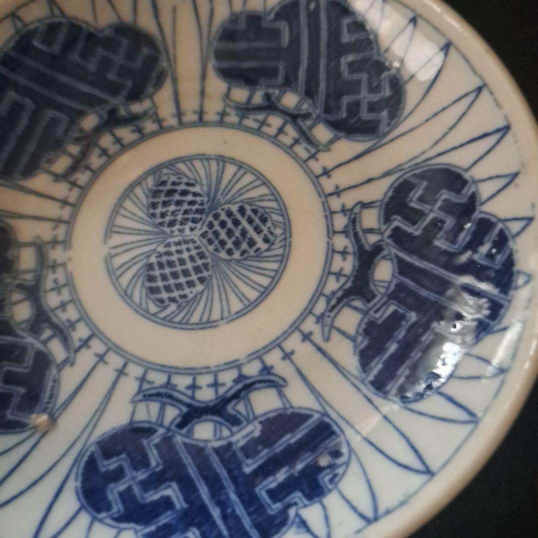 「華麗なデザイン 松と松ぼっくり」 印判小皿(直径11cm)5客セット 骨董アン