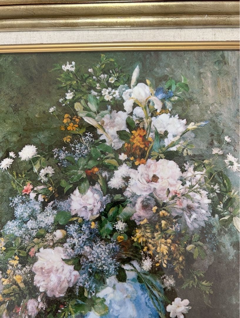 美品【ルノワール】『春の花』立体複製名画　油絵　絵画　インテリア　贈り物　新築