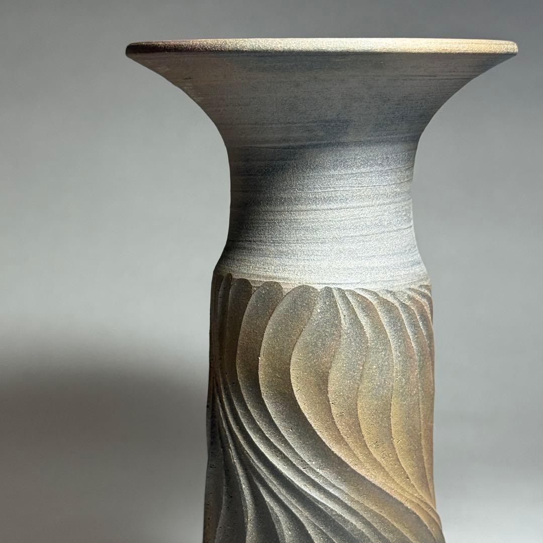 ◆【小西洋平】作 窯変花入 常滑焼 花器 花瓶 花生 茶道具 日本工芸会正会員◆