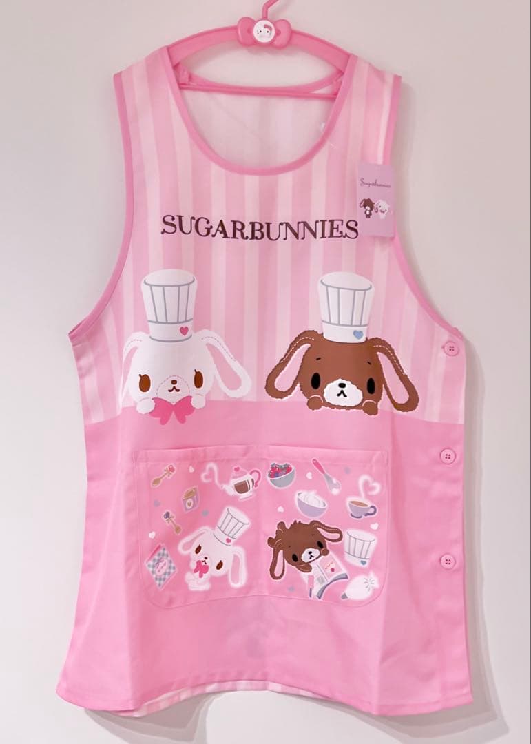 ♡新品♡シュガーバニーズ エプロン 3点 しろうさ くろうさ サンリオ 平成