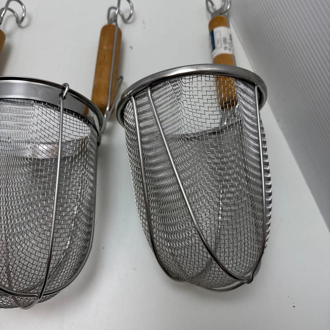 本職の逸品 ヨシカワ 品質表示18-8 YH-5950 木柄 うどん揚げ 大