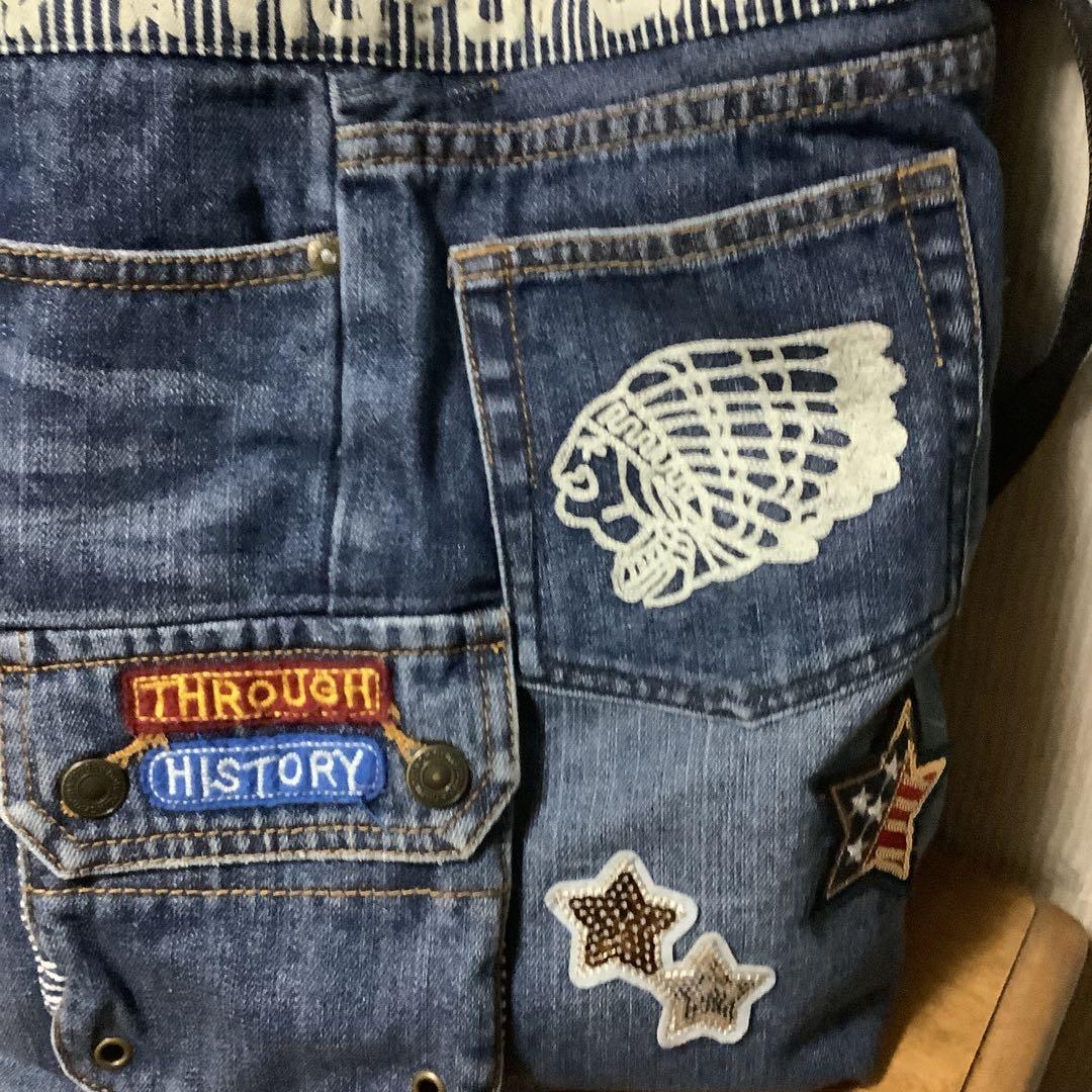 ハンドメイド　リメイクデニムトートバッグ　 Dカン＆ショルダーストラップ付き