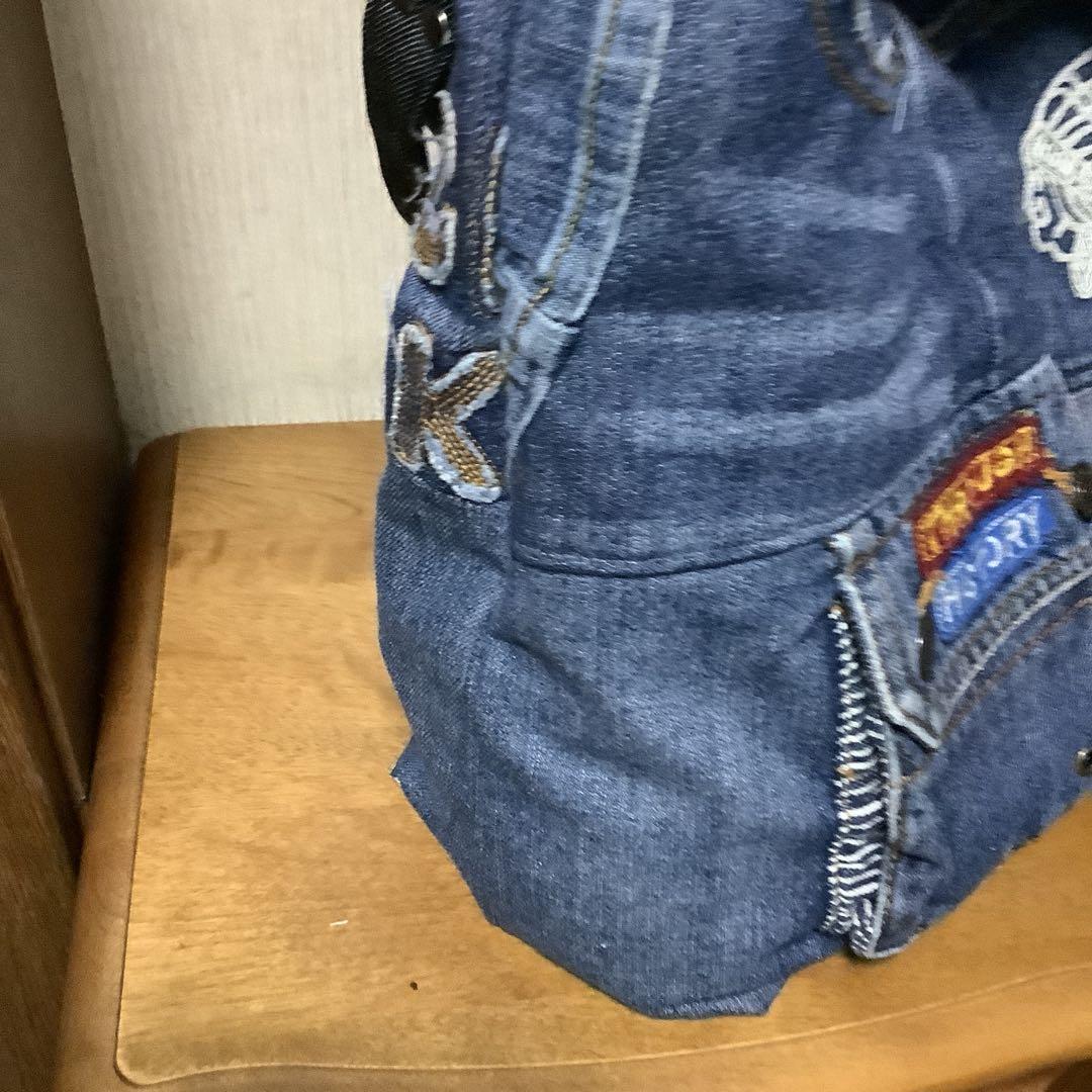 ハンドメイド　リメイクデニムトートバッグ　 Dカン＆ショルダーストラップ付き