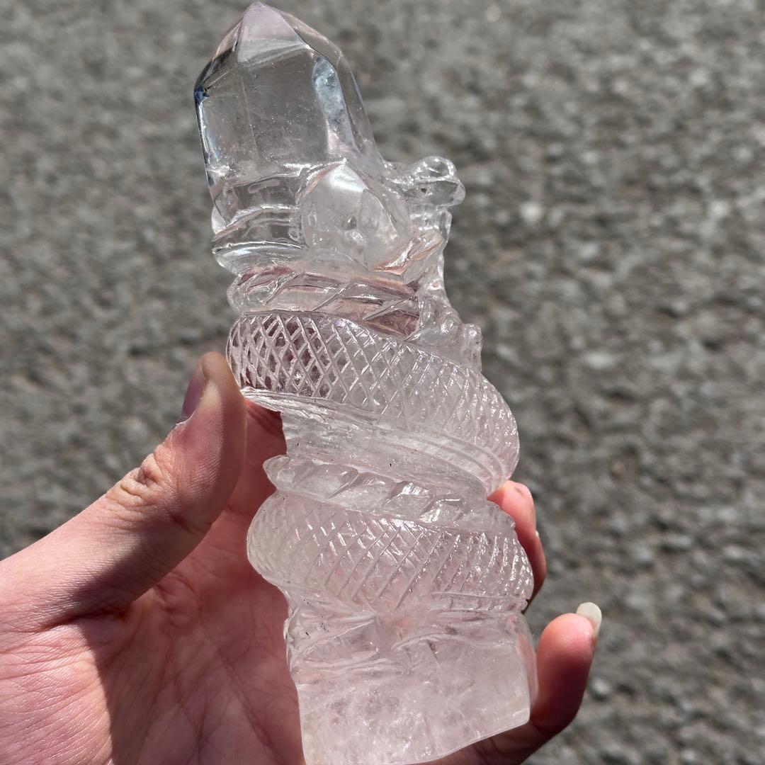 天然石水晶の龍　置物　ご購入前に在庫確認必要G.759