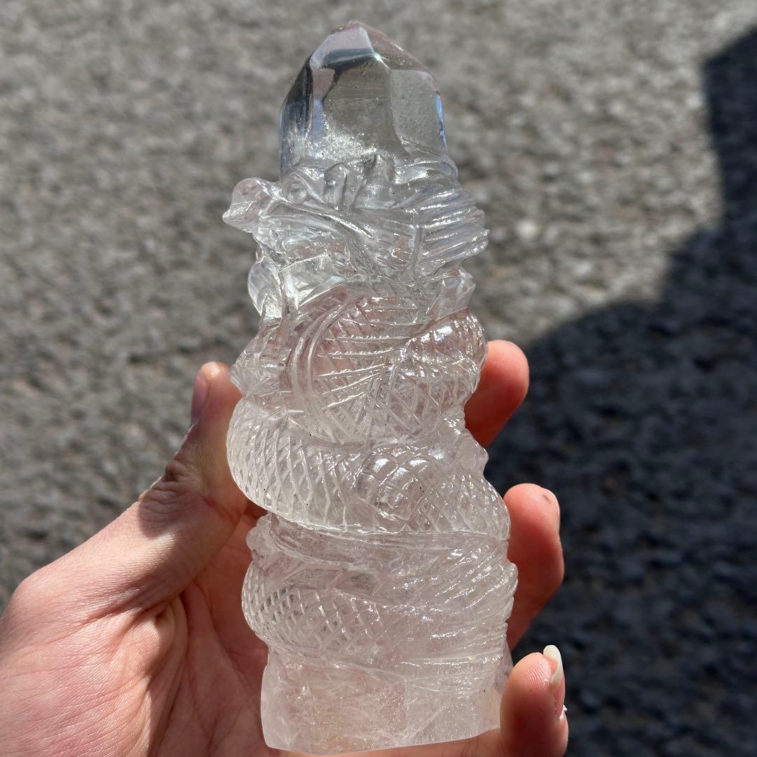 天然石水晶の龍　置物　ご購入前に在庫確認必要G.759