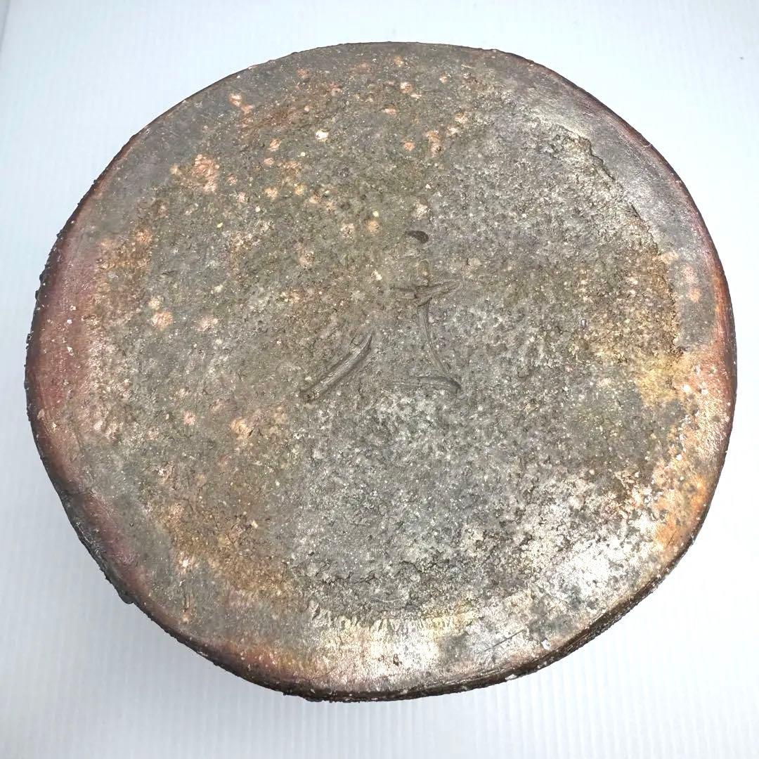 未使用 備前焼 斉藤隆 持ち手付き 花生 花瓶 花器 壺 伝統工芸 美術品