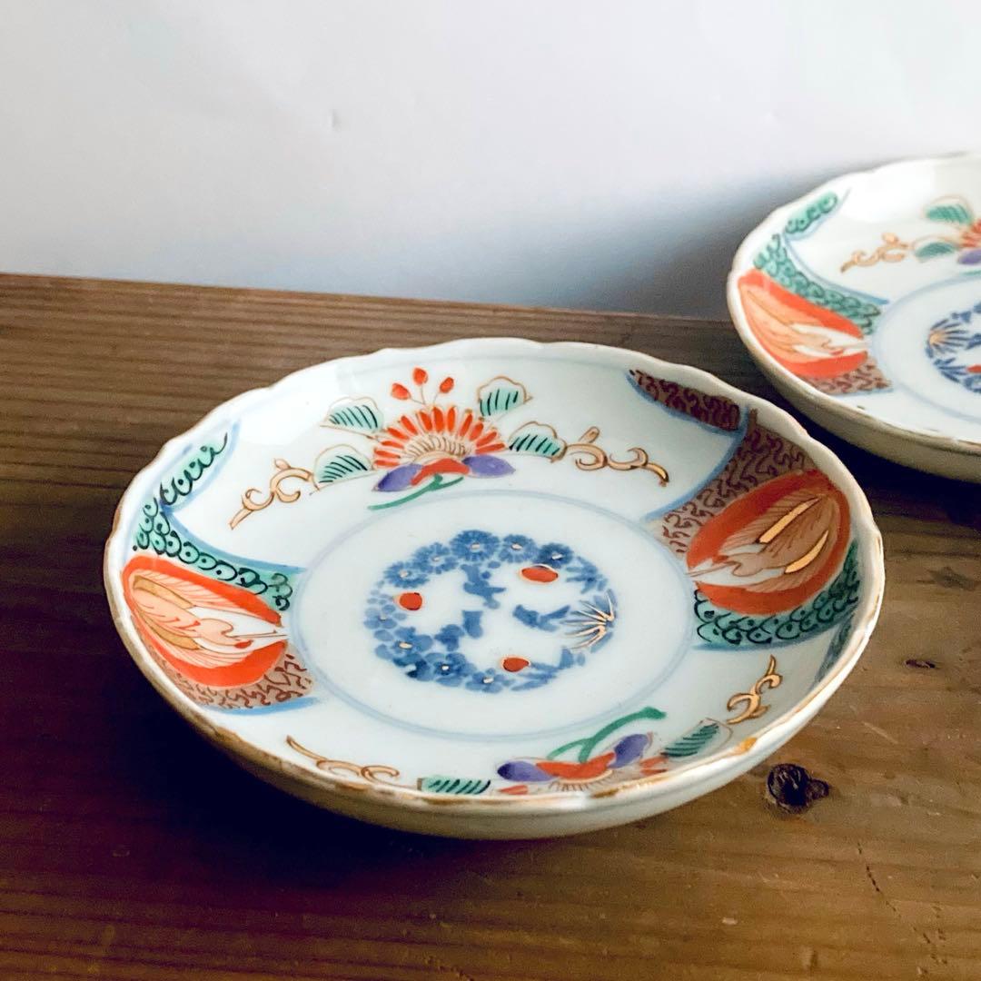 金彩赤絵鶴唐花皿　伊万里焼や大聖寺伊万里、林九郎窯や古伊万里、九谷焼や龍峰窯好き