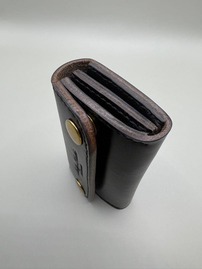 コンパクト財布　HORWEEN　クロムエクセル(ホーウィン社)　茶芯ブラック②