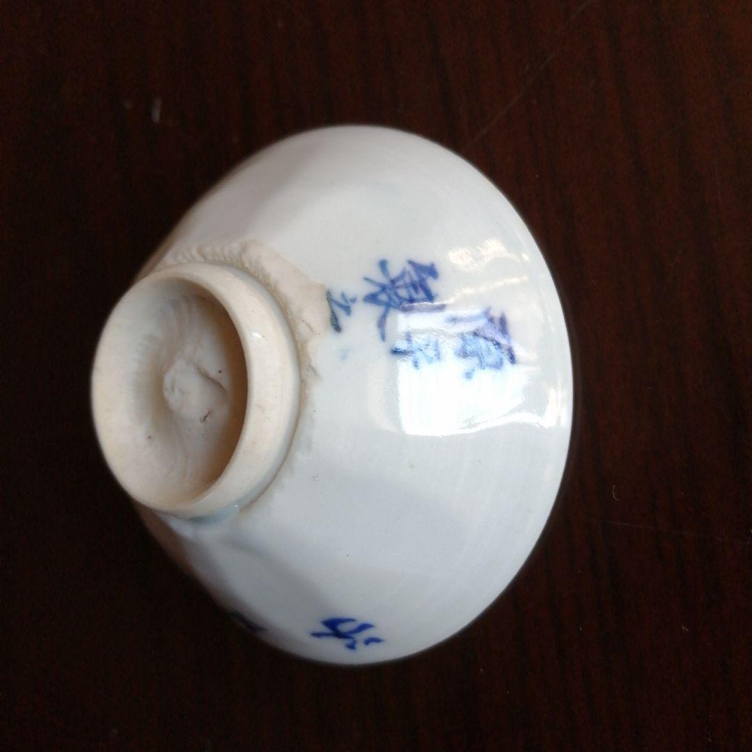 京焼　染付盃　原平　8客　清水七兵衛　1客　6.5cm　江戸後期