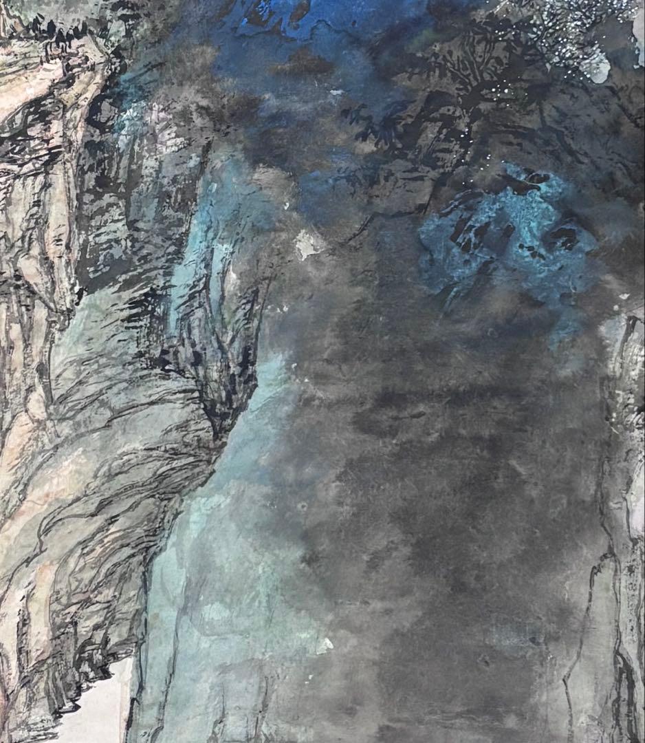 掛け軸　潑墨写清山 謝陽画