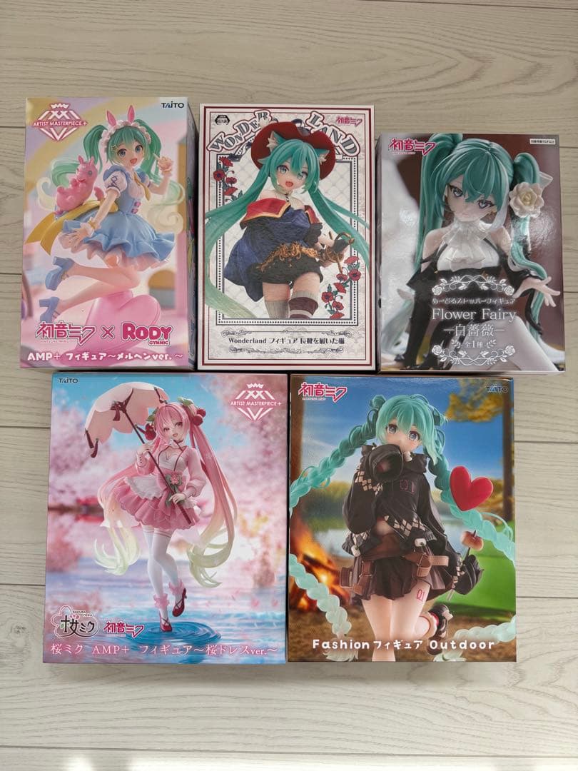初音ミク 桜ミク 長靴 白薔薇 outdoor RODY フィギュア 5点セット