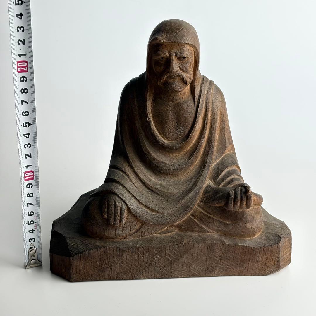 山内越秀 木彫 達磨 木製 時代物 縁起物 だるま 彫刻 置物
