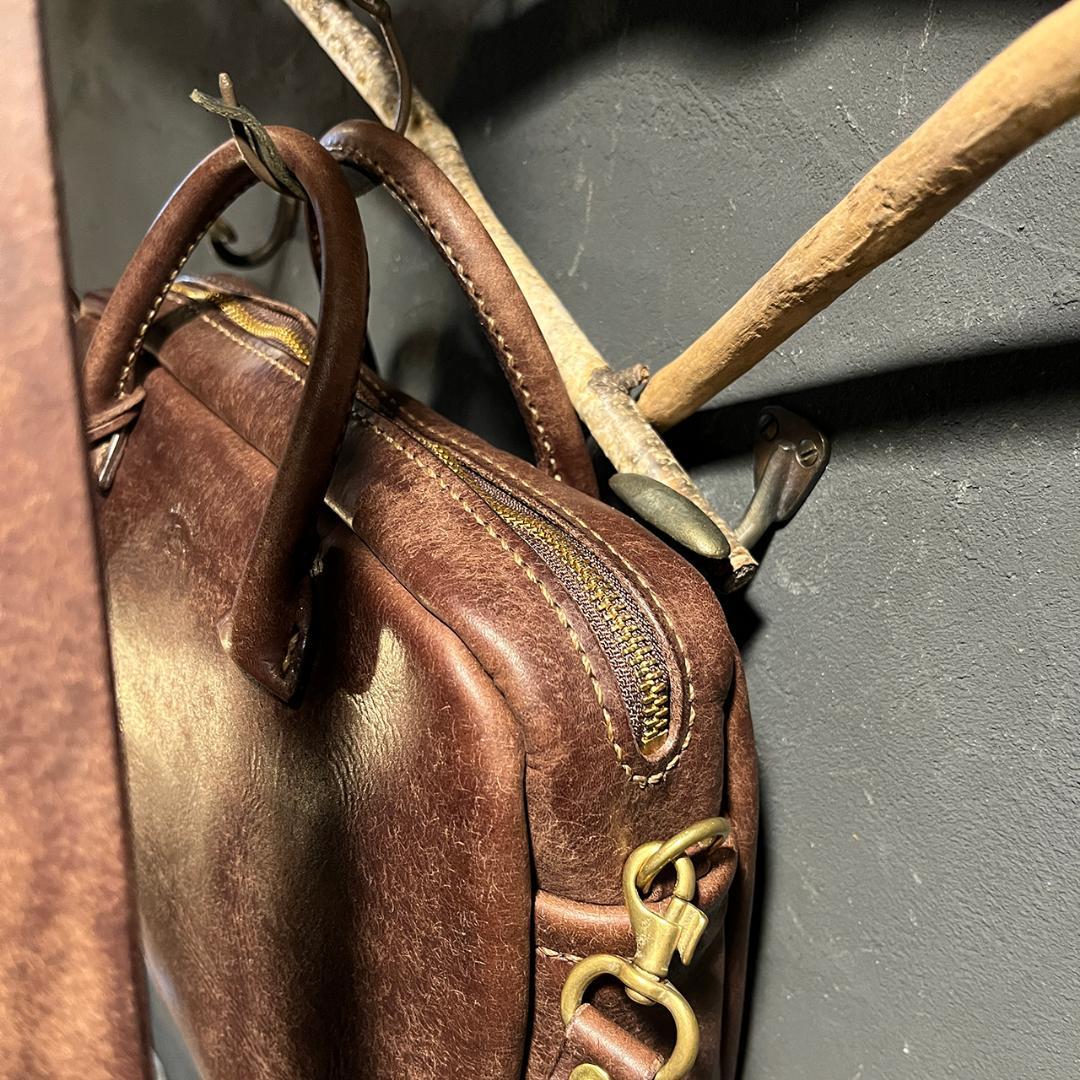 手作り一点物 プエブロレザー ショルダーバッグ チョコレート色 #357