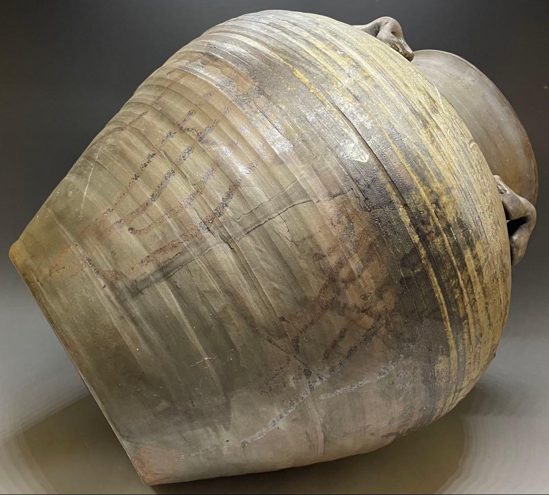 古備前　桃山時代　四耳壺　葉茶壺　大壺　特大　41cm 　Lf6441