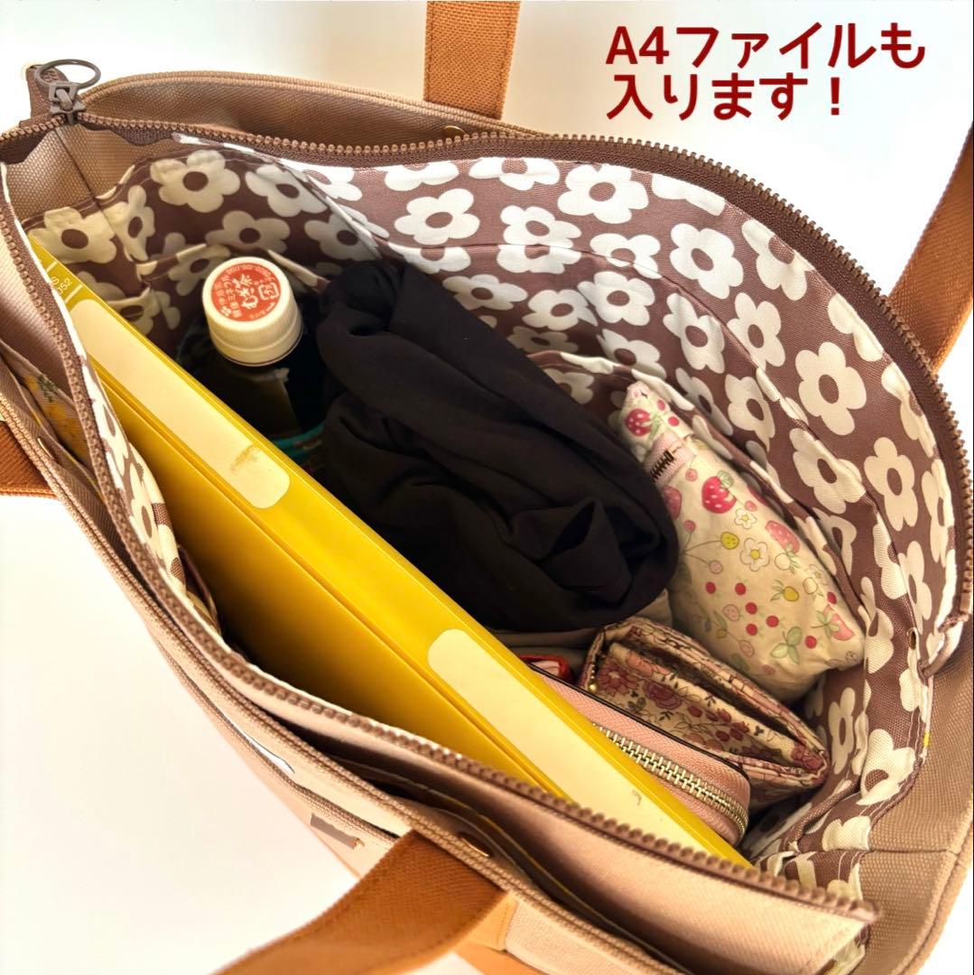 【JUNE】あおりポケット付きトートバッグL 倉敷8号帆布　ボルドー
