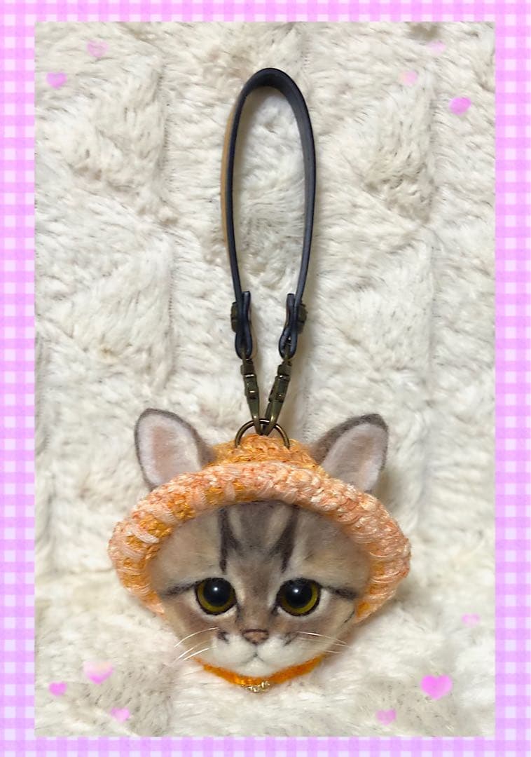 羊毛フェルト。猫。バッグチャーム。オーダーNo.30