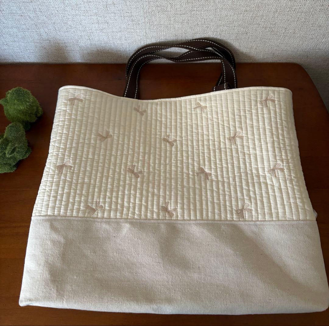 すずらん❣️ 入園入学3点セット ❣️リボン刺繍入りヌビ生地❣️フリル付き