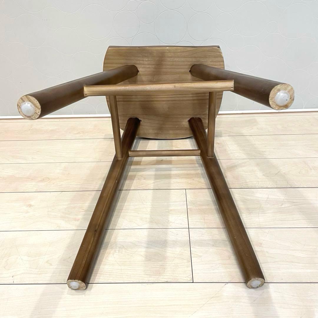 【美品】天然木 無垢材 木製スツール カウンター椅子 丸脚￼ アンティーク