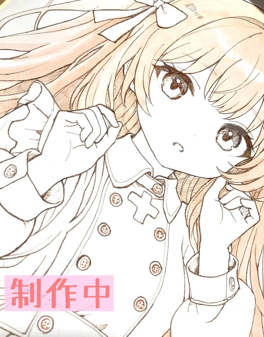 原画　手描きイラスト オリジナル　色紙　一点物　アナログ