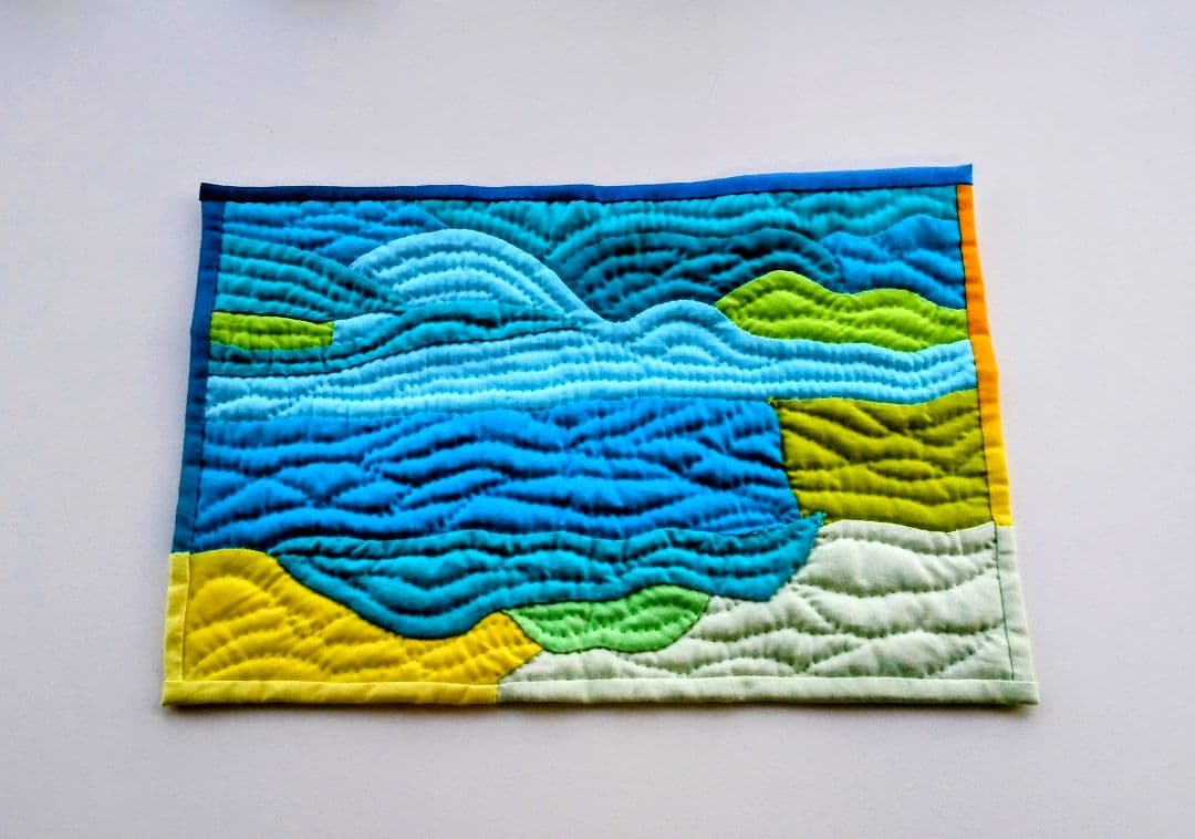 ハワイアンキルトマット ハンドメイド パッチワーク オリジナルデザイン 海