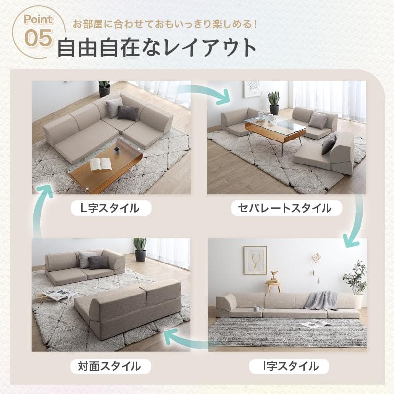 ローソファ 気持ちよさにこだわった レイアウト自由 リクライニング フロアコーナ